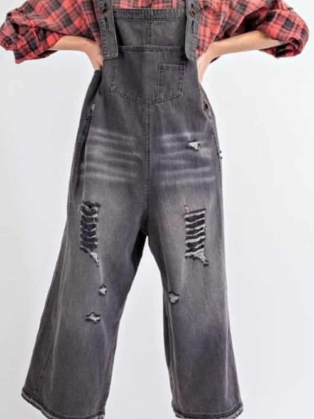 easel Gray Denim Overalls - Picture 7 of 8